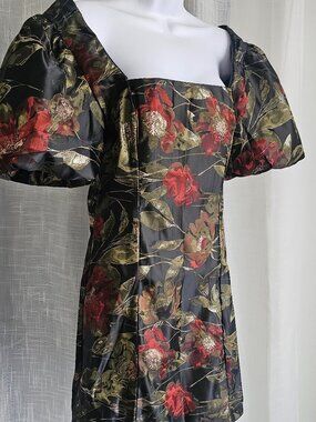 B .Right Puff Sleeve Ultimate Look Mini Dress Multi Color Size S NWT